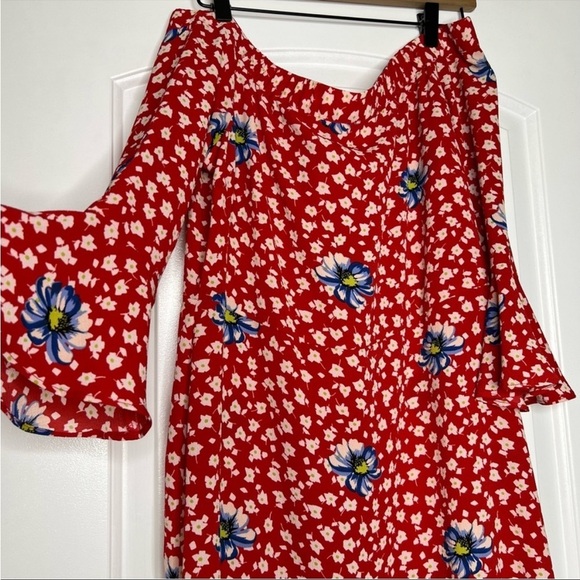 Topshop Bardot Off Shoulder Floral Ruffle Dress size 10 - Picture 6 of 12